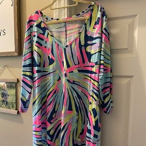 Lilly Pulitzer Multicolor Palm-Print Dress - Navy, Pink, Lime, Light Blue
